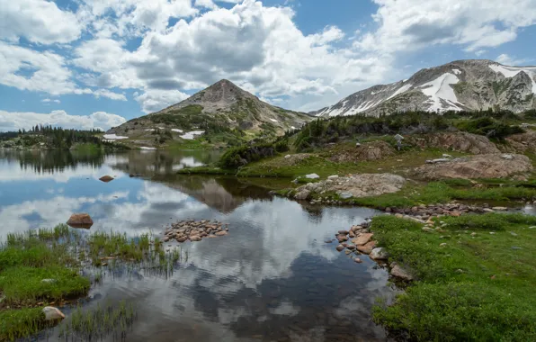 Picture clouds, landscape, mountains