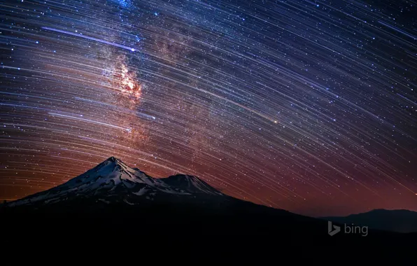 Picture the sky, stars, mountains, night, CA, USA