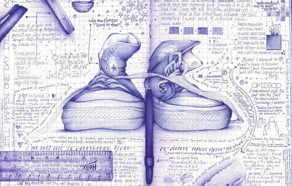 Picture creative, figure, sneakers, notebook