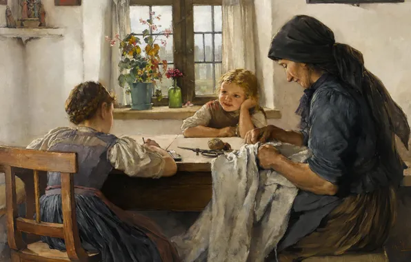 1883, German painter, German painter, oil on canvas, Max Hammerl, A letter to my father, …