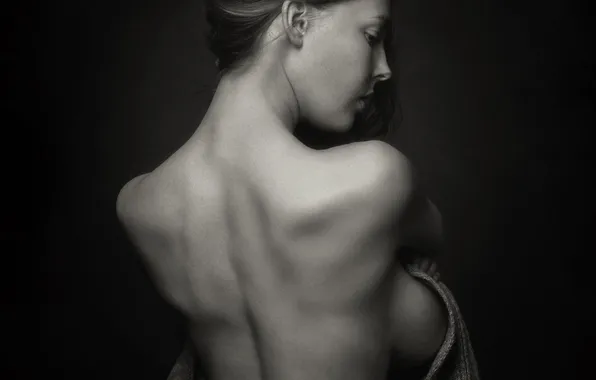 Model, black and white, monochrome, back, Zachary