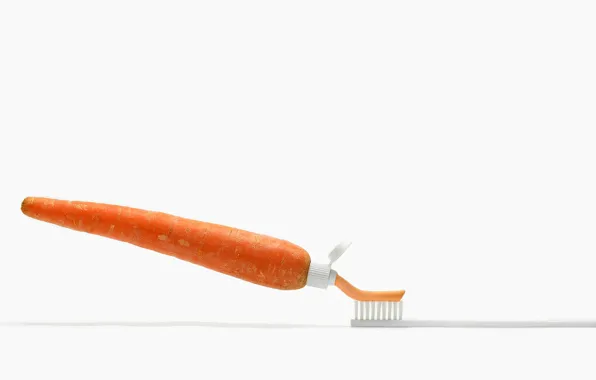 Brush, carrots, toothpaste