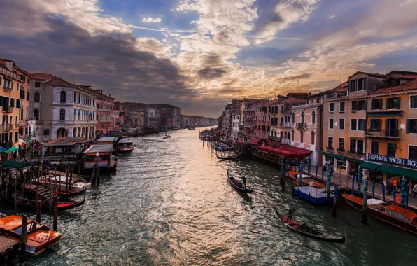 The city, home, boats, Venice, channel, gondola