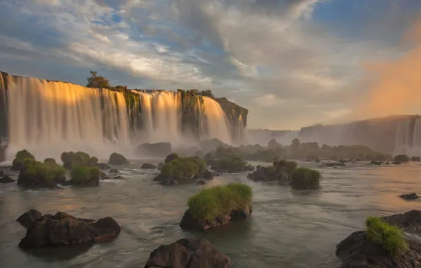 River, waterfall, Brazil, Paraná, Iguazu national Park