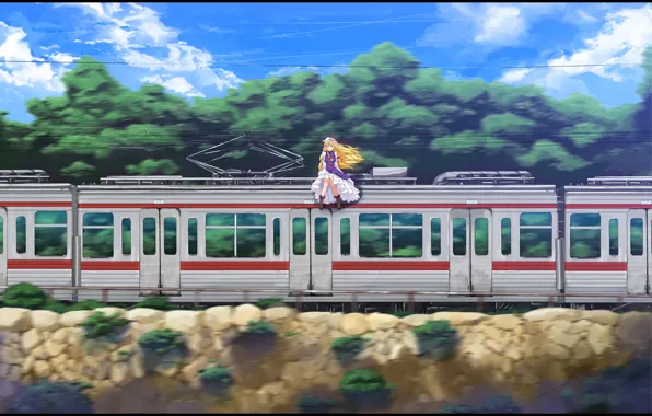 Train, speed, cars, one, yakumo_yukari