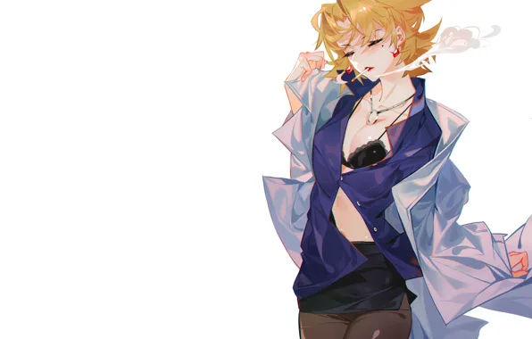 Girl, neon genesis evangelion, smokes, Akagi Ritsuko