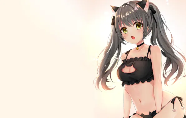 Girl, sexy, lingerie, bra, cleavage, panties, long hair, boobs