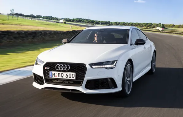 Car, auto, Audi, speed, white, speed, track, RS 7