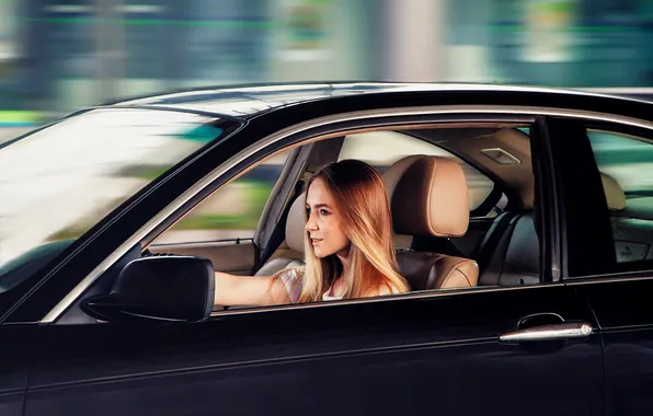 Girl, speed, blonde, driver, car