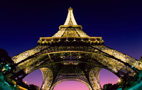 The sky, lights, bottom, Eiffel tower