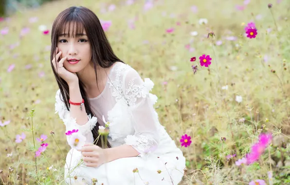 Picture summer, girl, flowers