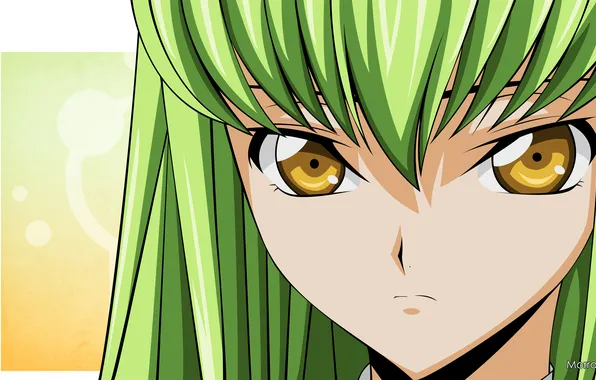 Picture Code Geass, yellow, face, green hair, Brown eyes, Morrow