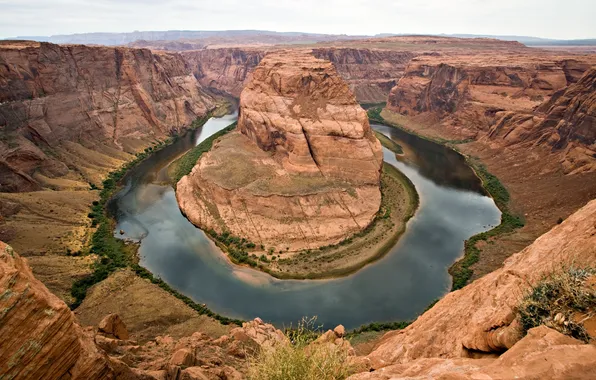 River, rocks, canyon, USA, Colorado, meander