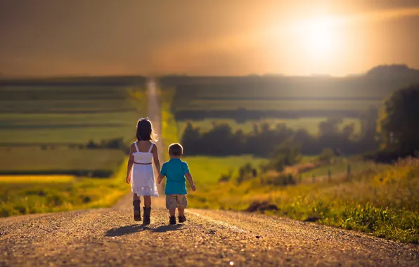 Picture road, children, the way, space, girl