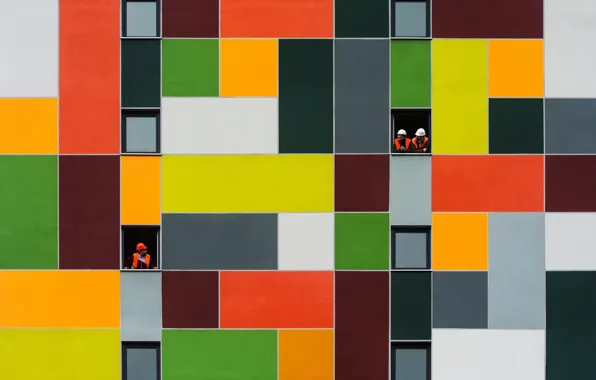 Picture wall, paint, squares, colorful, painting, rectangle, Migrant workers