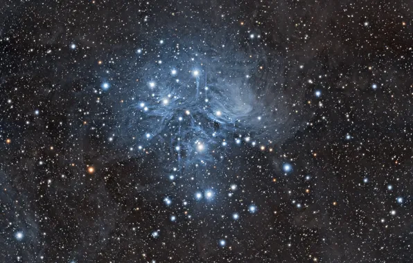 Space, The Pleiades, M45, star cluster, in the constellation of Taurus