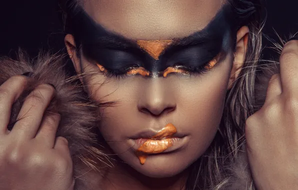 Girl, face, style, model, paint, hands, Valeria Zankevic, Andreas-Joachim Lins