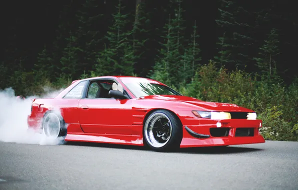 Picture nissan, red, drift, drift, red, Nissan, jdm, silvia