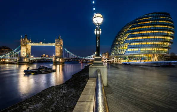 Picture night, England, London, night, Tower Bridge, London, England, Thames