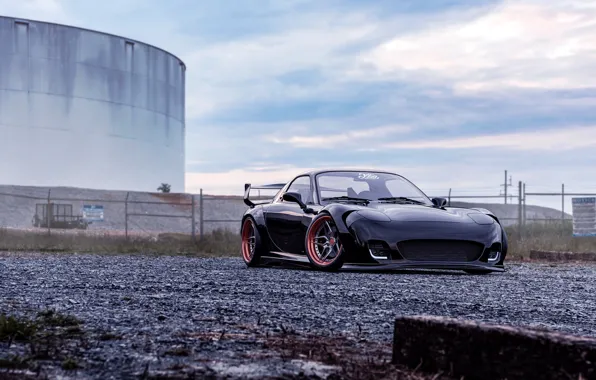 Auto, Black, Machine, Mazda, Car, Art, Machine, RX-7