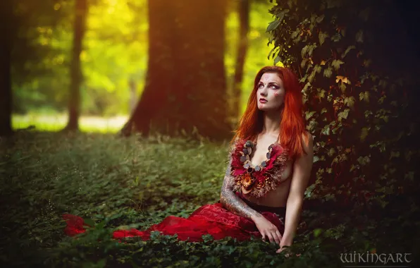 Forest, chest, look, girl, flowers, nature, style, Park