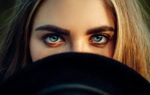 Eyes, look, girl, hat, Nikita Zhidkov