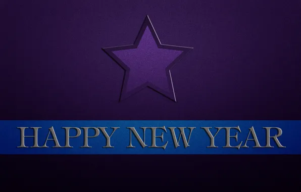Blue, the inscription, strip, star, new year, happy new year, purple background