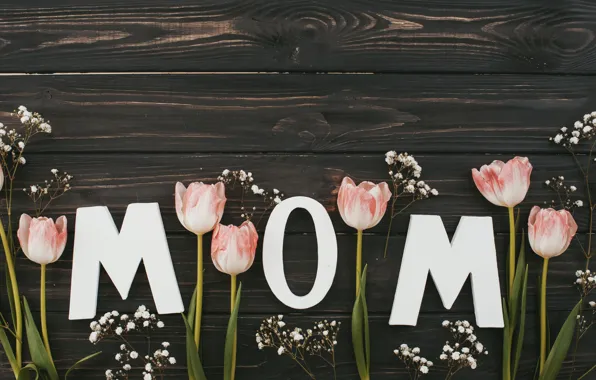 Flowers, bouquet, tulips, pink, happy, wood, pink, flowers