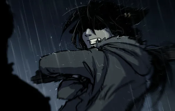 Rain, rage, zombies, girl, zombie, Art, rifle, rain