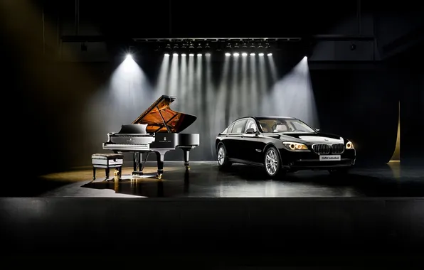 Auto, Black, Music, BMW, Machine, 7 Series, Chrome, The front