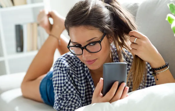 Girl, smile, photo, phone