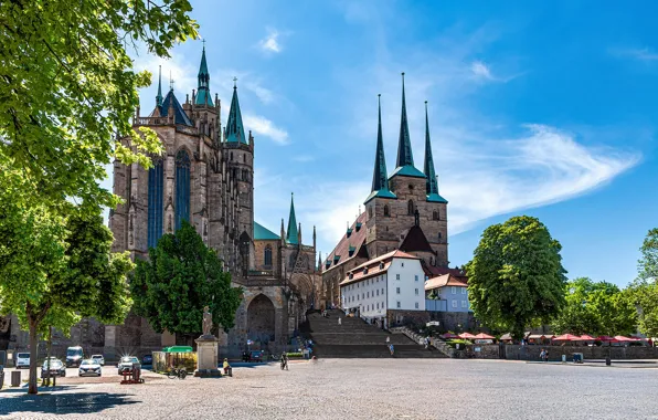 Summer, the sky, the sun, trees, Germany, area, Cathedral, Germany