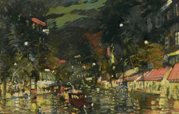 Picture picture, the urban landscape, Konstantin Korovin, The Boulevard At Night. Paris