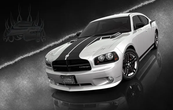 Picture auto, black and white, Wallpaper, tuning, Dodge charger