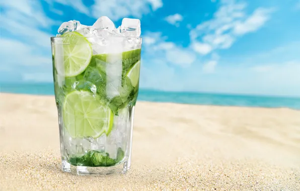 Picture cocktail, summer, beach, fresh, sea, paradise, drink, mojito