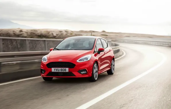 Red, Ford, Fiesta, Sport, hatchback, 2017