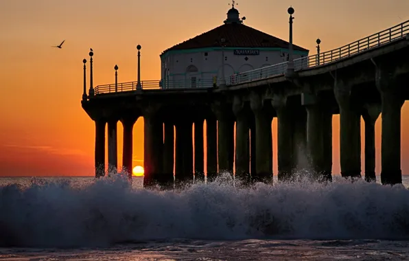 Picture sunset, CA, pierce, USA, Manhattan Beach