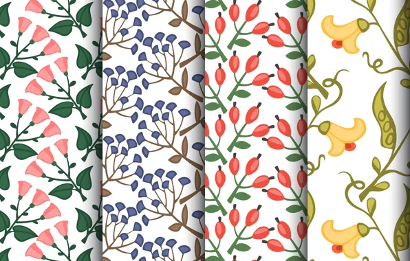 White, background, texture, flowers, patterns, Set, floral
