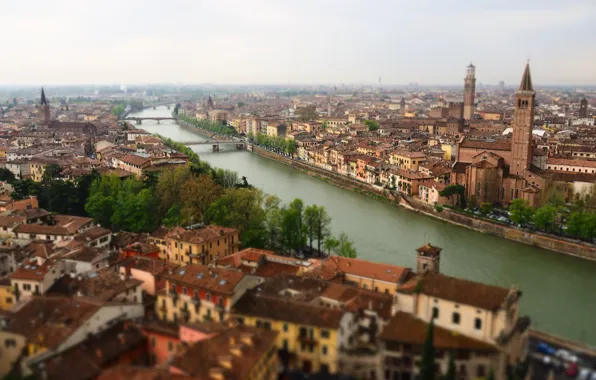 Picture roof, river, Italy, river, Italy, Verona, Verona, roof