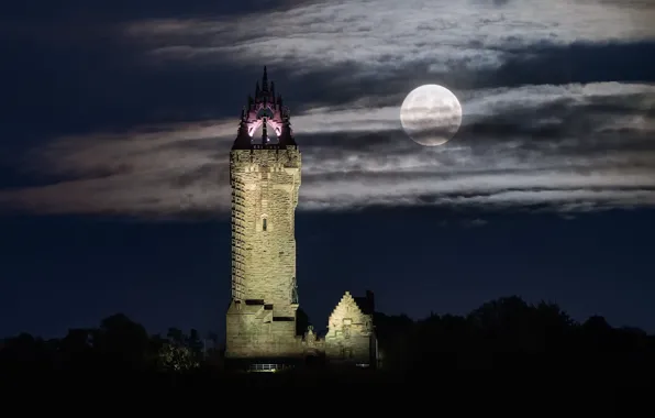 Sterling, Lunar, Night Sky, Wallace Monument