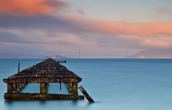 Landscape, bridge, Bay
