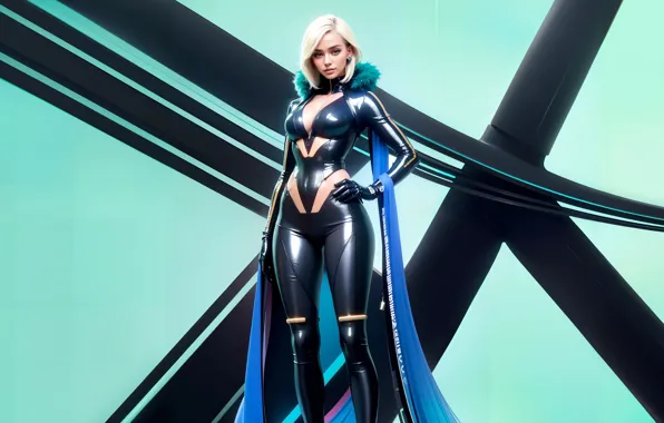 Chest, girl, background, slim, blonde, costume, beautiful, Blondie