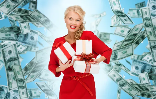 Look, girl, smile, background, photoshop, money, makeup, dress