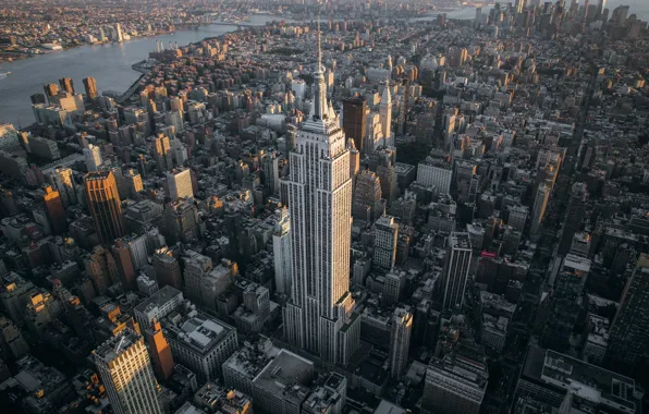 The city, building, home, The Empire state building, New York
