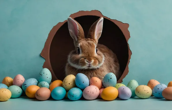 Wall, holiday, hare, eggs, round, spring, hole, Nora