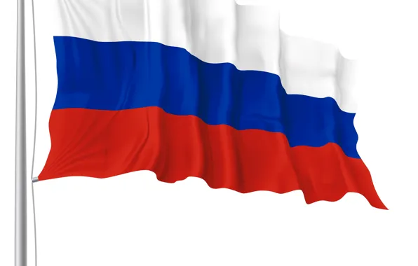 Red, Blue, White, Flag, White background, Tricolor, Russia, Banner