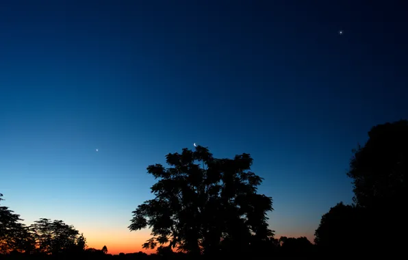 The moon, Jupiter, Venus, Southern hemisphere