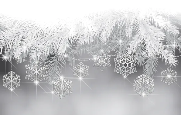 Picture snowflakes, holiday, tree, new year, twigs