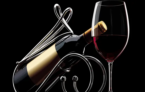 Wallpaper cup, Wine, Bottle for mobile and desktop, section рендеринг