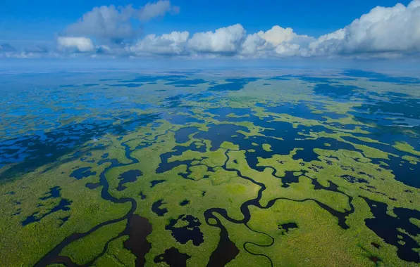 Sea, clouds, FL, USA, Delta, Everglades national Park